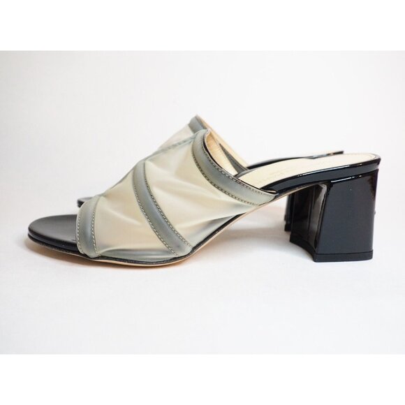 Marion Parke Black Patent Leather & Sheer Plastic Paneled Heels, Size 7 (US) 37 - Picture 6 of 13